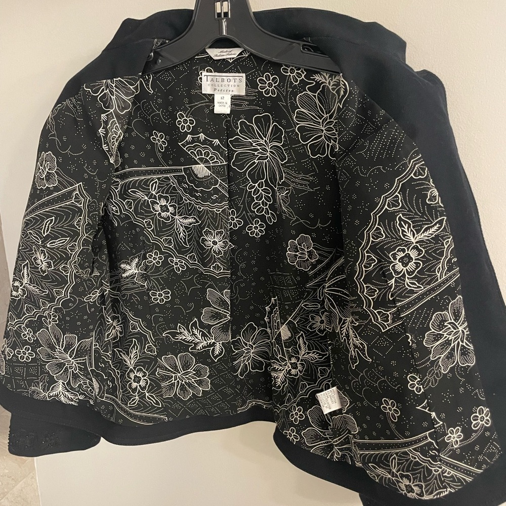 Talbots Petite Black Beaded Embroidered Jean Jacket Blazer - Picture 4 of 5